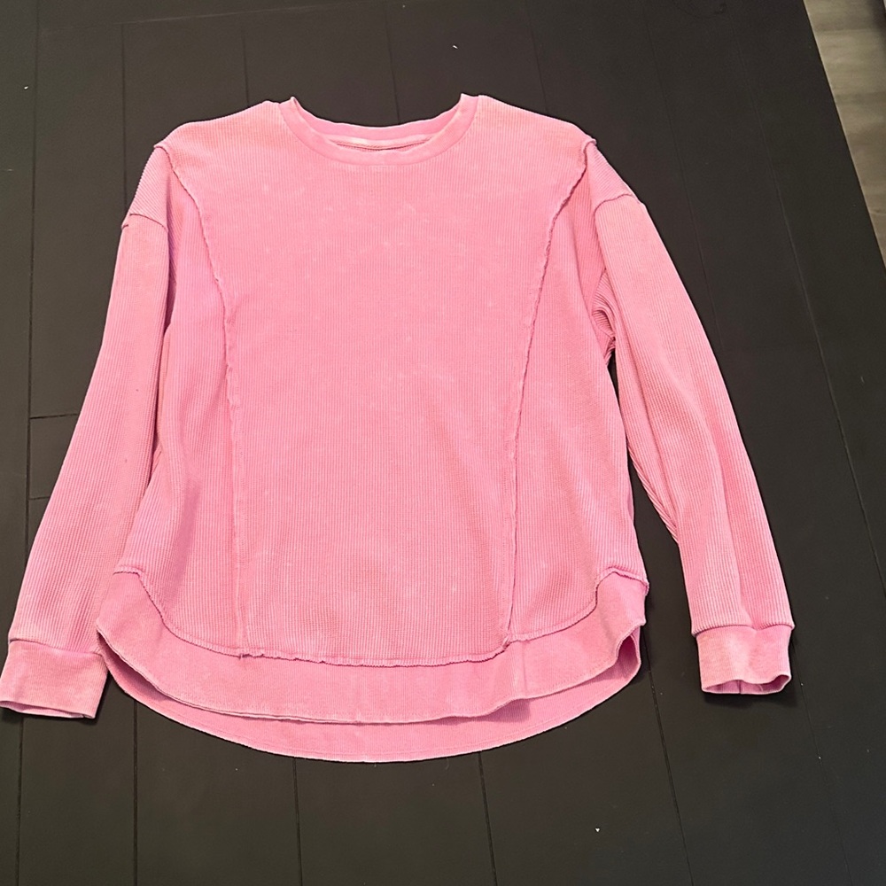 Sundry Pink Textured Long Sleeve Top